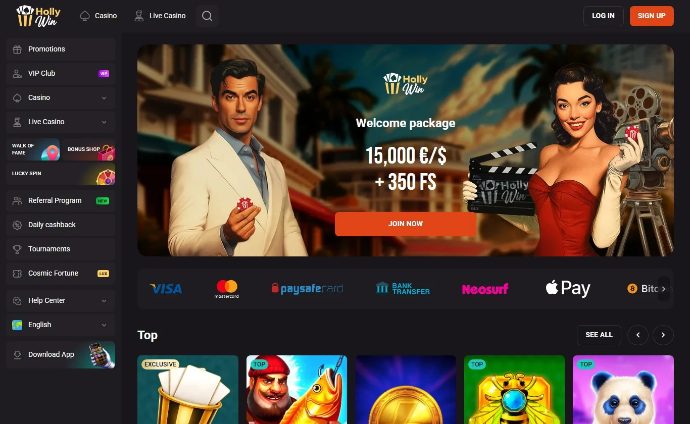 google pay casino: la pagina principale di Hollywin