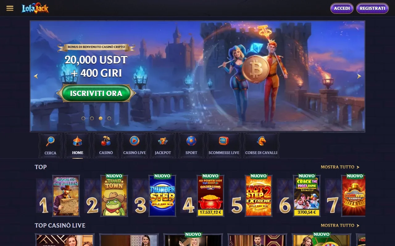 casino google pay italia: la lobby di LolaJack